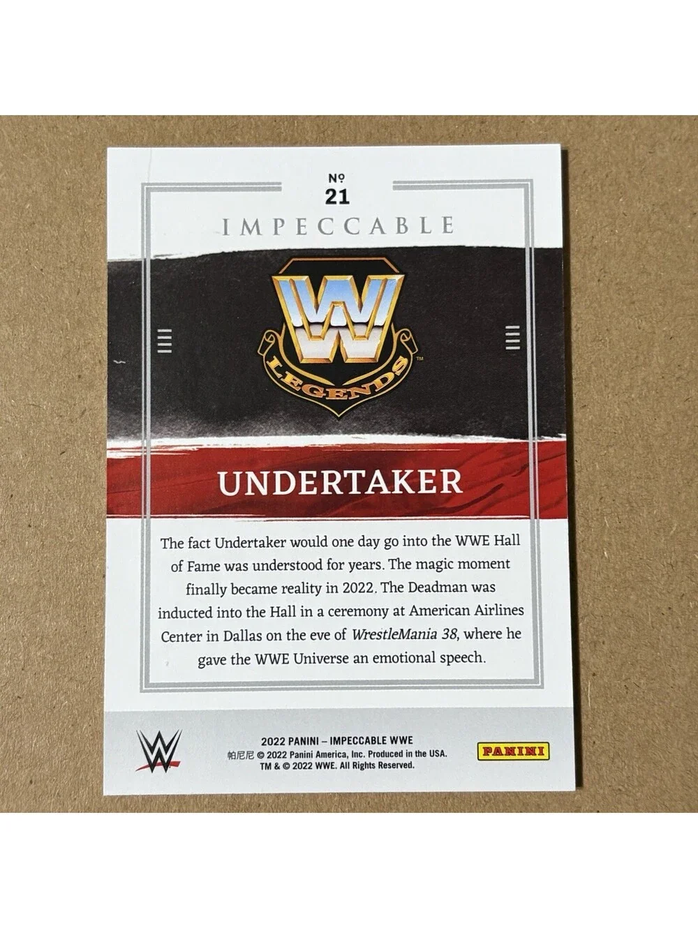 2022 Panini Impeccable WWE - Undertaker #21 - Bronze #/99